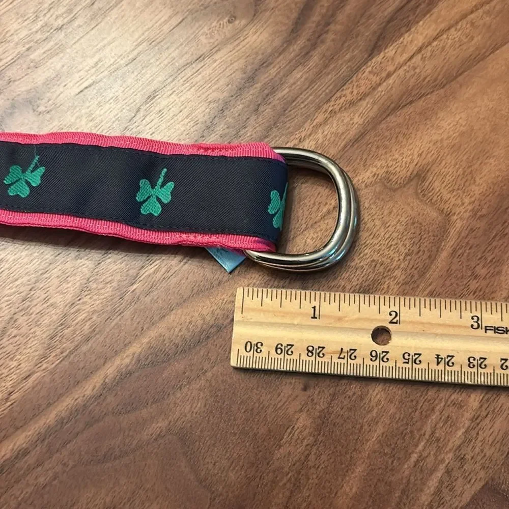 Eliza B Fabric Ribbon Belt with Clover Shamrock Design - M